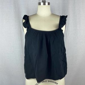 Xirena Black Ruffle Sleeveless Blouse